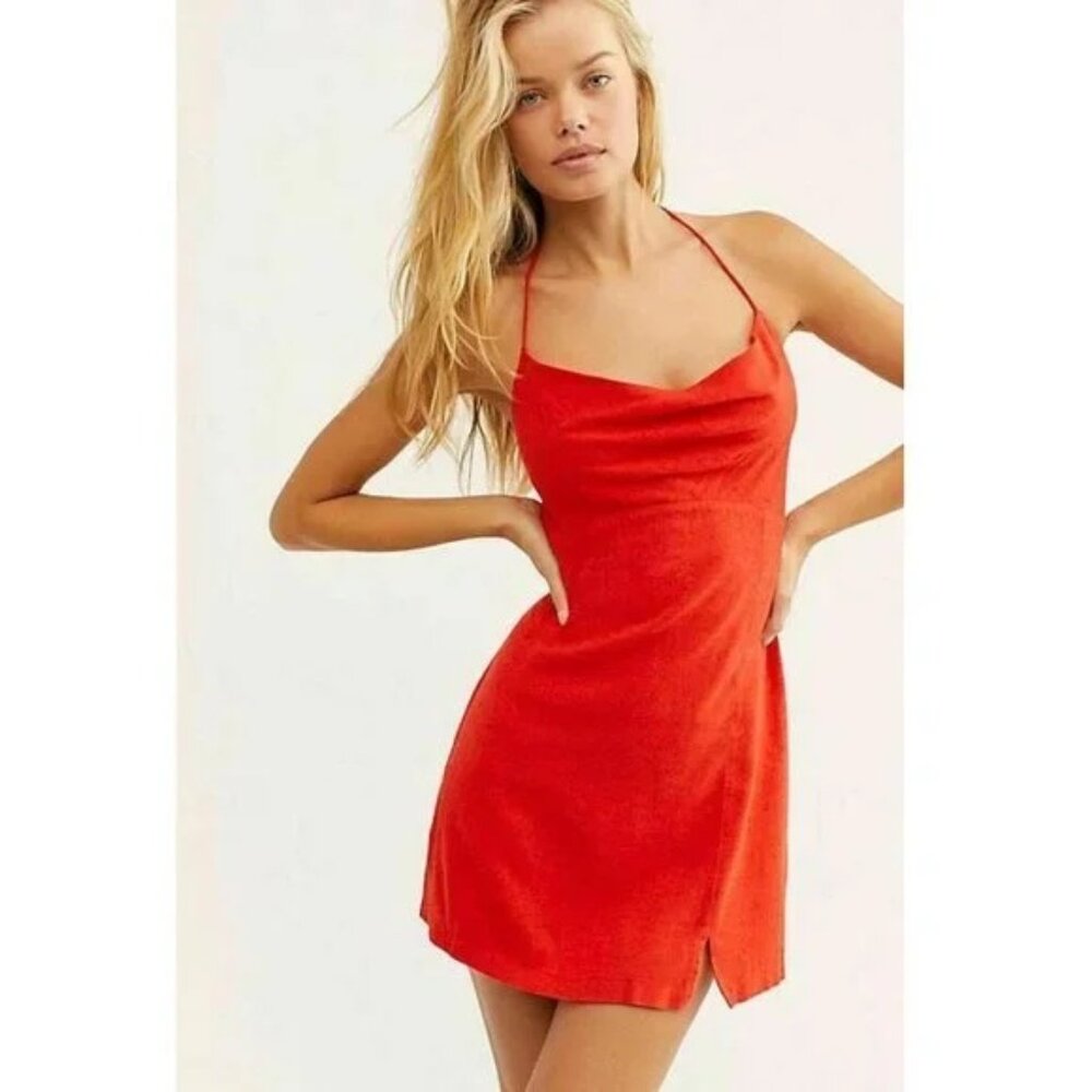 Free People Red Mini Slip Dress